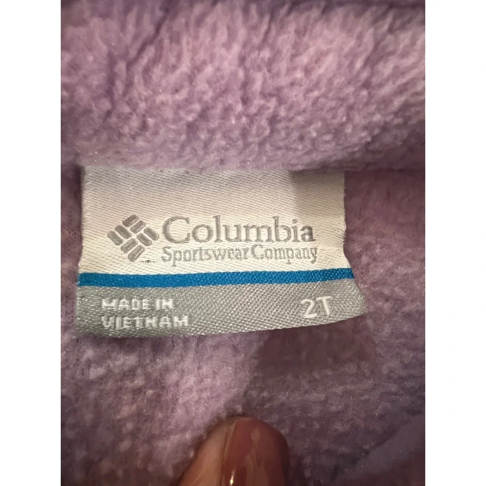 Columbia Girls Purple Full Zip‎ Fleece Jacket Mock Neck Two Tone Size 2T